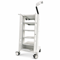 Chariot d'endoscopie mobile, poste de travail médical avec support VESA, bras articulé, étagères réglables et roulettes avec freins