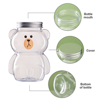 Bouteille en plastique PET transparente de 300 ml (10 oz) en forme d'ours mignon avec couvercle à vis, pour thé au lait, jus, bonbons, snacks, avec trou pour paille