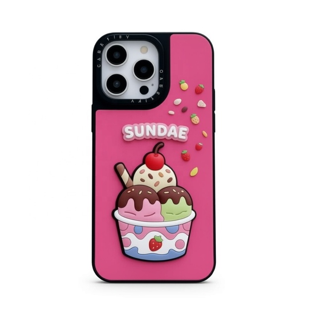 3d Funny Cute Summer Ice Cream Phone Case for Iphone 12 13 14 15 16 17 Pro Max Creative Cartoon Couple Protective Cover