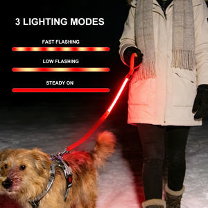 Fábrica con Certificación BSCI Personaliza Correas para Perros con <span class=keywords><strong>LED</strong></span> Intermitente Recargables por USB para Caminatas Nocturnas y Seguridad Canina - Product Image 4