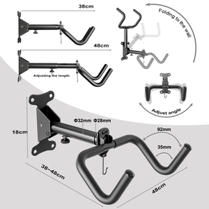 Support <span class=keywords><strong>mural</strong></span> en acier allié pour <span class=keywords><strong>vélo</strong></span> Crochet de rangement pliable pour garage Support intérieur <span class=keywords><strong>horizontal</strong></span> pour vélos de route de montagne d'extérieur - Product Image 3