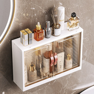 Bathroom <b>Mirror</b> Cabinet Storage Box White <b>Wall</b> Mounted Punch Free Vanity Cosmetic Shelf <b>Rectangle</b> 1st Floor Painted Finish - Product Image 4