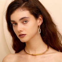 Boucles d'oreilles pendantes carrées en zircon brillant Dreamshow, bijoux pour femmes, mode, plaqué or 18K PVD, acier inoxydable