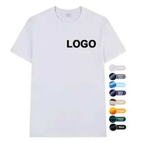 Camisetas con logotipo personalizado 180G 100% peinado hilado en anillo de algodón grueso Jersey manga corta Camiseta para publicidad de impresión DTG