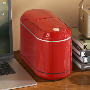 <b>Mini</b> Oval Trash Can With Lid For Home Office Bedroom Indoor Use Red Green Color Options - Product Image 2