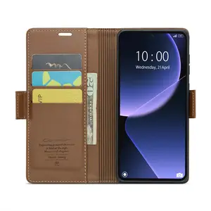 CaseMe RFID Accessories Mobile Phone Case for Xiaomi 13T 13T Pro with Kickstand Handmade Wallet Card Case
