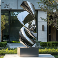 Décoration de pelouse d'hôtel BLVE, sculpture moderne abstraite en métal torsadé poli miroir, grande statue en acier inoxydable