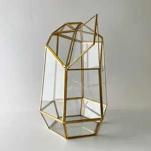 38Cm Chiều Cao Bán Buôn Màu Đen Lớn Pha Lê Lọ Rõ Ràng Hình Học Glass Terrarium Vase Thực Vật Thủy Tinh Terrarium Trang Trí Nội Thất Bát