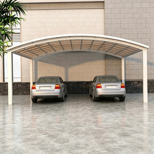 Abri de voiture moderne en acier à toit plat, imperméable, avec structure thermolaquée, pour 2 voitures, abri de stationnement extérieur - Product Image 2