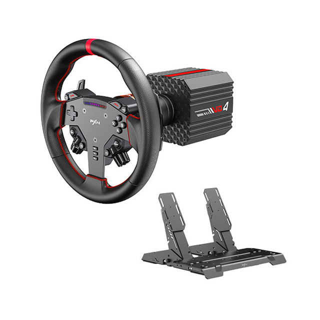 New PXN-VD4 Vibration Feedback Car Simulator Racing Gaming Steering Wheel and Dual Pedals Set