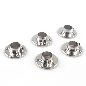 Iron Flange Seat Y027 Round Tube Base Chrome Plated Wall Mount <b>Wardrobe</b> <b>Hardware</b> - Product Image 2