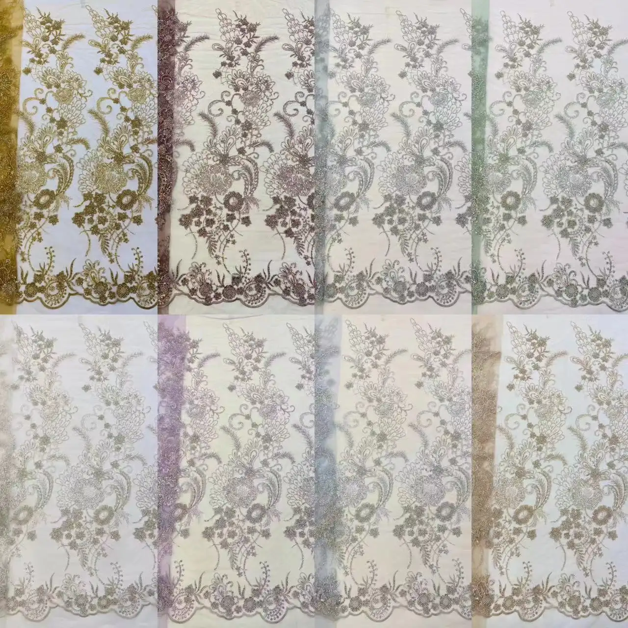 Hoge Kwaliteit Producten Multicolor Bruids Tule Net Borduurwerk Kralen Shinny Spangle Franse Kant Stof Voor Avond