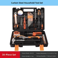 Juego de Herramientas Manuales Profesionales para Reparación de Automóviles de 38 Piezas, Acero con Alto Contenido de Carbono, Estuche Rígido OEM, Juego de Llaves de Trinquete para Mecánico