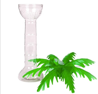 Bouteille d'eau et de jus en plastique écologique motif cocotier avec couvercle et paille pour adultes – Idéale pour la plage et les fêtes – Gobelets de plage en plastique