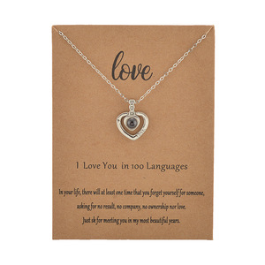 Heart <strong>Necklace</strong> 100 Languages Projection Pendant Jewelry <strong>for</strong> Mom <strong>Girlfriend</strong> Birthday Christmas Romantic Gifts - Product Image 1