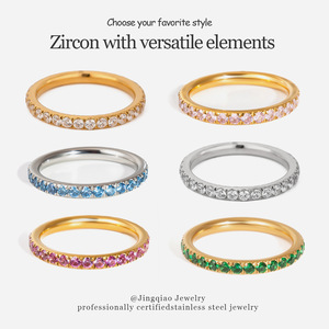 Anillo de Acero Inoxidable con Circonitas, Modelo 123655, Joyería para Mujer, Regalo, Forma Redonda, Origen Yiwu - Product Image 5