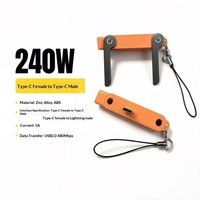 Adaptateur de câble de données Type-C vers Type-C 240W, charge rapide 5A, petit, portable, pliable pour écouteurs, ordinateurs portables, jeux