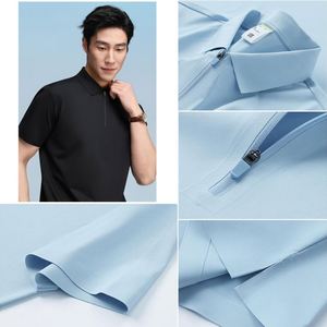 Chemise décontractée pour homme de haute qualité, personnalisée, à fermeture éclair, séchage rapide, en nylon et élasthanne, pour le golf, uniforme, polo - Product Image 4