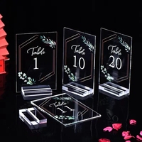 Cartes de siège en acrylique transparent personnalisées-porte-cartes de nom de lieu de mariage et support de menu de numéro de table de restaurant