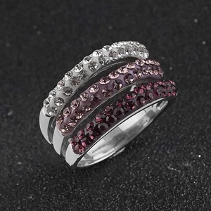 Retro Light Luxury Colorful <b>Rings</b> for Women Three-Row Micro-Inlaid Zircon Open <b>Ring</b> Korean Version Wedding Jewelry - Product Image 6