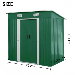 आसानी से इकट्ठे वाटरप्रूफ लॉक करने योग्य डबल स्लाइडिंग दरवाजे फ्लैट छत के लिए फ्लैट छत गार्डन धातु उपकरण भंडारण शेड - Product Image 2