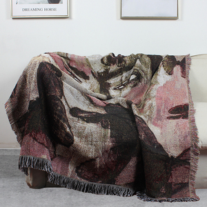 Mantas Tejidas con Borlas, Diseño Personalizado, Tejido Jacquard con Hilo Suave Teñido, Tapicería Artística - Product Image 6