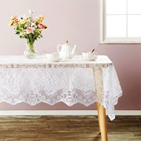Nappe carrée jetable en dentelle blanche au crochet de style moderne pour mariages, réceptions et baby showers