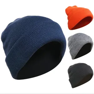 No Logo Label Women Knit Beanies Hats Custom Fashion Soft Warm Acrylic Mens Winter Hat