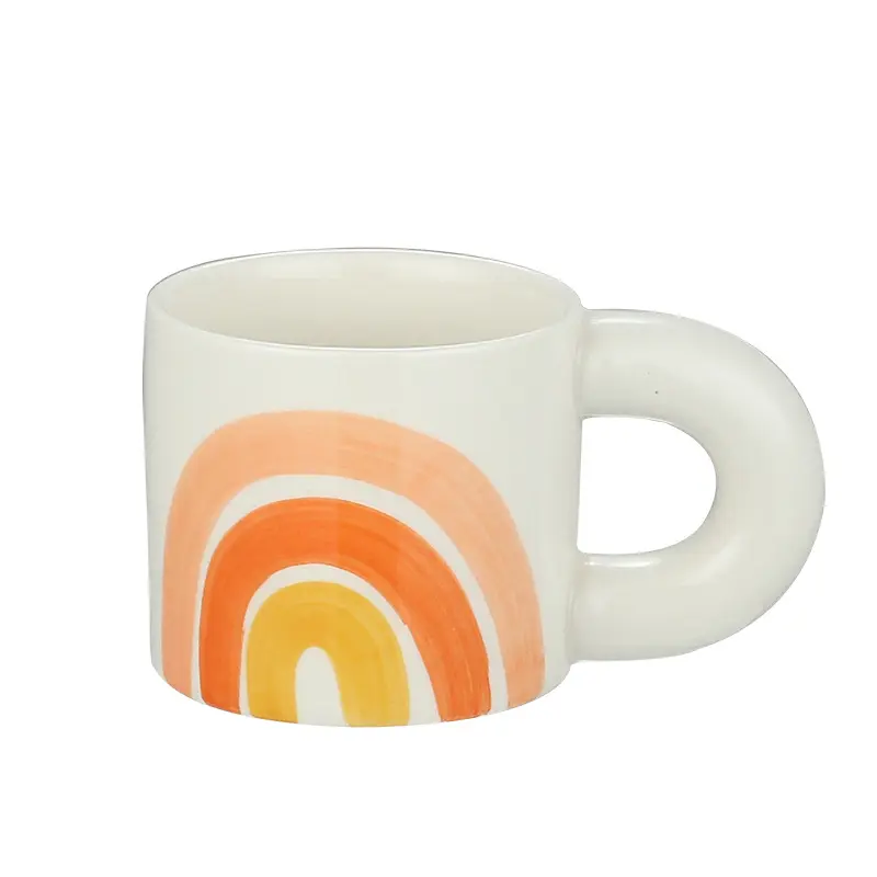 Wholesale Custom Logo rainbow cup ceramic mug manufacture creative mugs ceramic coffee fat mug for gift and home decor