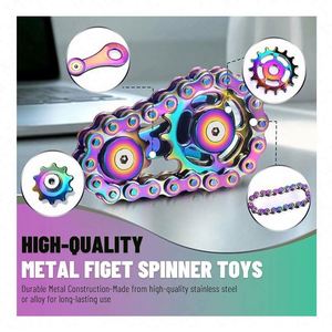 Fidget Spinner en métal à motif de pneu, 20 chaînes, ultra-silencieux, design antidérapant, étanche, logo personnalisé, anti-stress, unisexe, 14+, bureau - Product Image 6