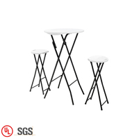 Ensemble de tables et chaises de bar montantes en plastique, pour cocktail commercial et extérieur, bon marché, 2 pièces