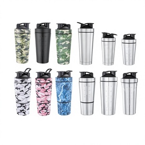 Shaker à protéines en acier inoxydable avec base de rangement, sans BPA, compartiment inférieur pour poudres et suppléments, idéal pour le sport - Product Image 4