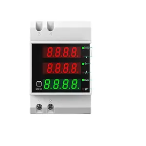 single phase din rail installation type two wire four module voltage ampere power monitoring meter