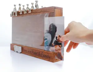 Cadre photo en bois personnalisé pour anniversaire de mariage, boîte de rangement de billets, tableau acrylique, cadre photo pour couple