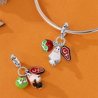 Nouveau Charm en Argent Sterling 925 pour Bracelet, Motifs Halloween : Crâne, Fleur, Chauve-souris, Citrouille, Fantôme, Luminescent dans le Noir, Accessoire DIY