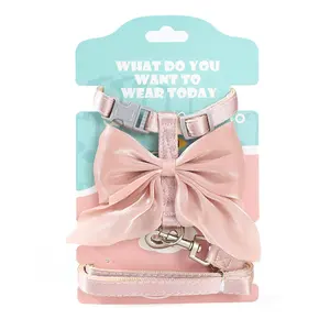 Satu Set tali kekang anjing kecil wanita, dasi kupu-kupu besar elegan dengan Set tali kucing luar ruangan berjalan kecantikan <span class=keywords><strong>Harness</strong></span> Set - Product Image 1