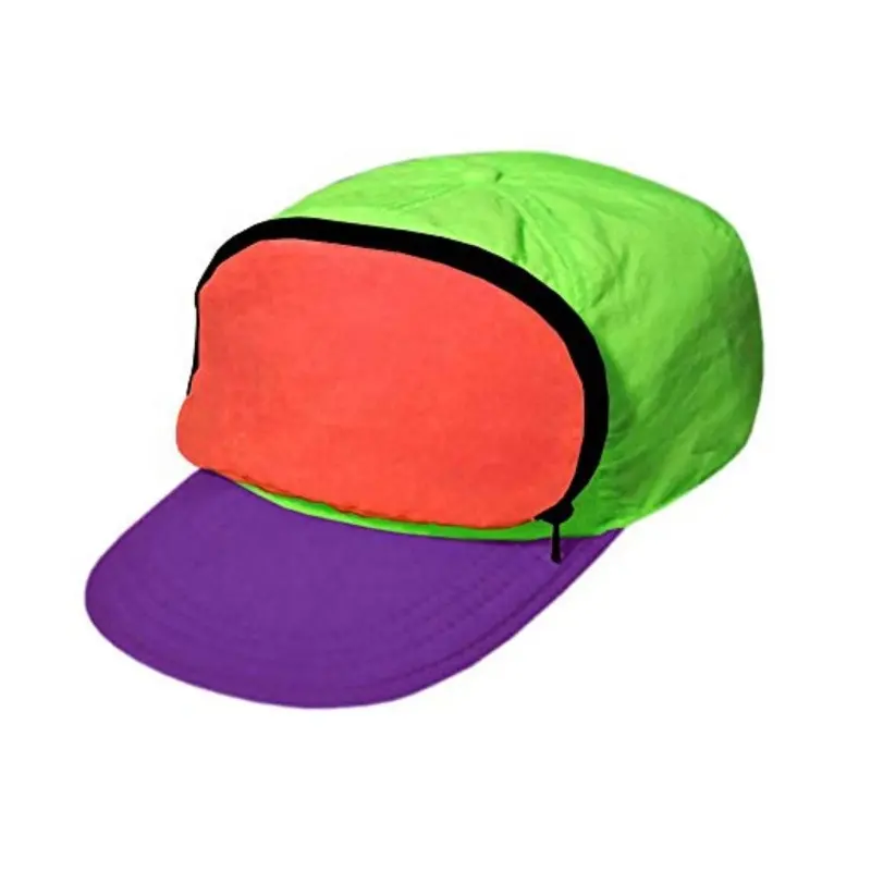 Gorro de béisbol de nylon suave arrugado multicolor, bolsillo frontal autoembalable, riñonera ligera de secado rápido, gorra de ala plana