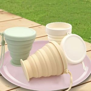 Hot Sale Portable Collapsible Silicone <b>Cup</b> Heat Resistant Foldable Travel Mug <b>with</b> Leakproof <b>Lid</b> for Camping Office Outdoor - Product Image 1