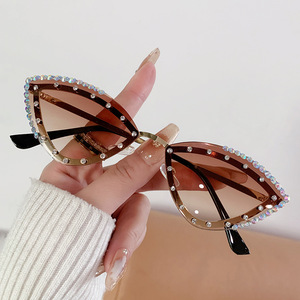 Lunettes de soleil œil de chat sans monture UV400, mode féminine, protection solaire - Product Image 1
