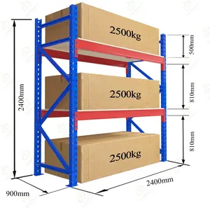 מכירה חמה מדף מחסן כבד 3 שכבות נושאת עומס 2500KGS מתלה אחסון מדפי משטחים תעשייתיים