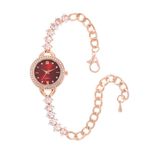 Montre élégante pour femme sertie de diamants, style coréen, montre bracelet entièrement sertie de diamants pour étudiante élégante - Product Image 4