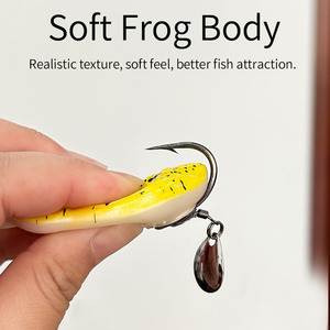 Señuelo de pesca Raid Frog de 65 mm y 14 g, cebo artificial de superficie para pesca de bagre con anzuelo simple giratorio - Product Image 5
