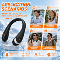 Ventilateur de cou pliable avec écran numérique, 3600 mAh, trois vitesses, mains libres, longue durée, pour les trajets quotidiens, la randonnée en plein air, LFN-11