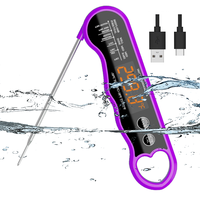 Thermomètre numérique à affichage LED pour viande, USB Type-C, étanche, en plastique, -50°C~300°C, pour four, barbecue, grill, cuisine, fumoir