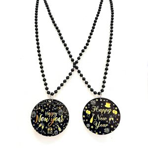 2025 idée personnalisée bonne année collier de perles réveillon du nouvel an médaillon pendentif perles colliers Festival fête faveurs cadeau - Product Image 2
