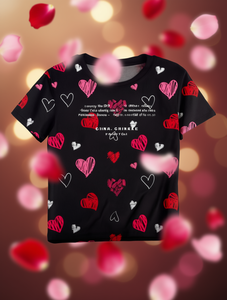 T-shirt da donna MARCIA a girocollo, vestibilità ampia, a maniche corte, con stampa a cuore, casual, per San Valentino, in jersey 100% cotone - Product Image 2