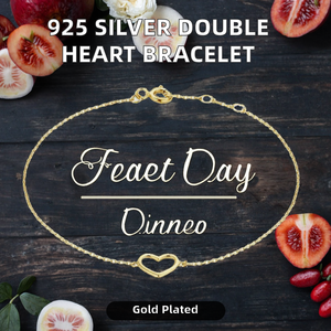 Luxury 925 Sterling Silver Double Heart Bracelet Fashionable Gold Plated Zircon for Wedding Party Trendy Mother's <b>Love</b> Gift - Product Image 3