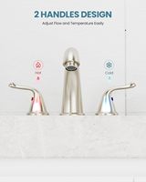 Robinet de lavabo à deux poignées en nickel brossé avec logo personnalisé et tige de levage