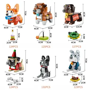 Mini 3D plastique Animal chien chat bloc de construction enfant PET modèle jouet <span class=keywords><strong>et</strong></span> ordinateur Table ornement décoration cadeau éducatif - Product Image 1