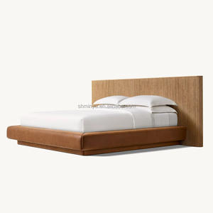 Высококачественный однотонный дубовый каркас кровати во французском стиле с кожаной основой, удлиненная панель для дома, спальни, квартиры - Product Image 5